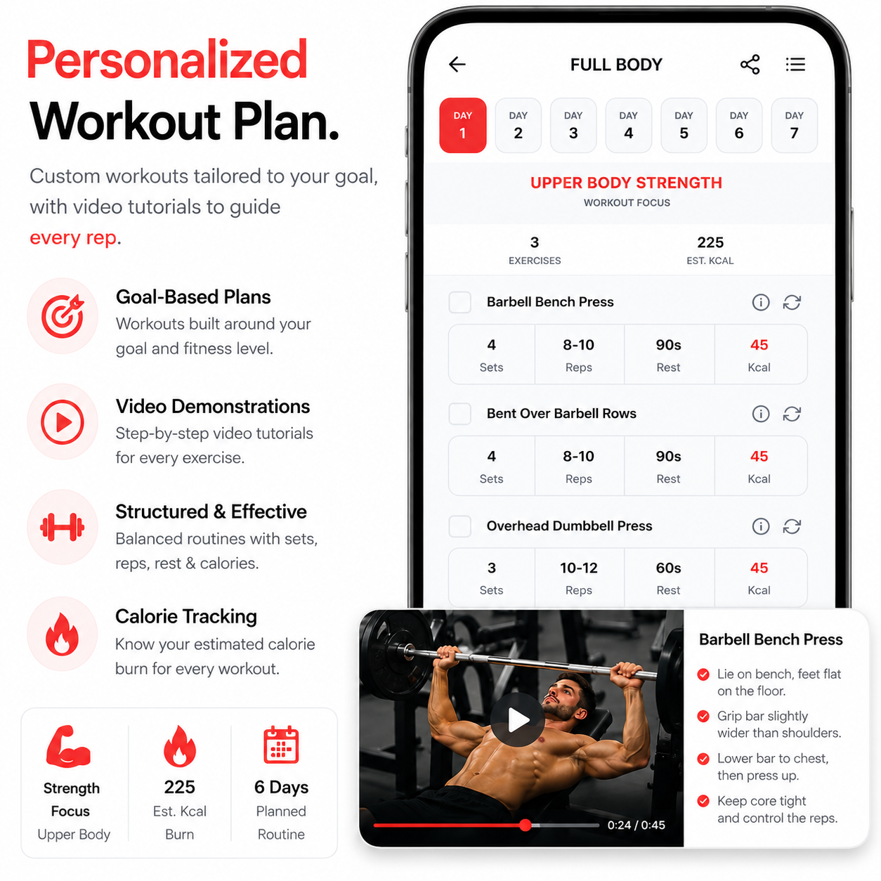 Fit N Lean AI Personalized Gym Workout Plan - Progressive Overload and Form Tutorials